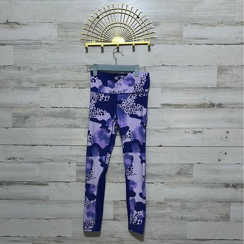 Under Armour Leggings Women XS Purple Abstract Camo High Rise Compression EUC